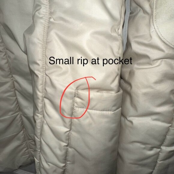 Mackage Cream Mid-length Down WOOL Leather Puffer jacket Coat with Fur Hood sz S - Picture 13 of 15